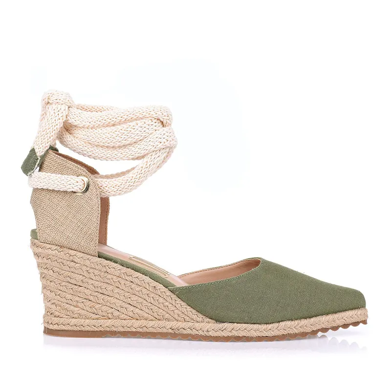 Plataforma Salto Médio Linho Washed Oliva