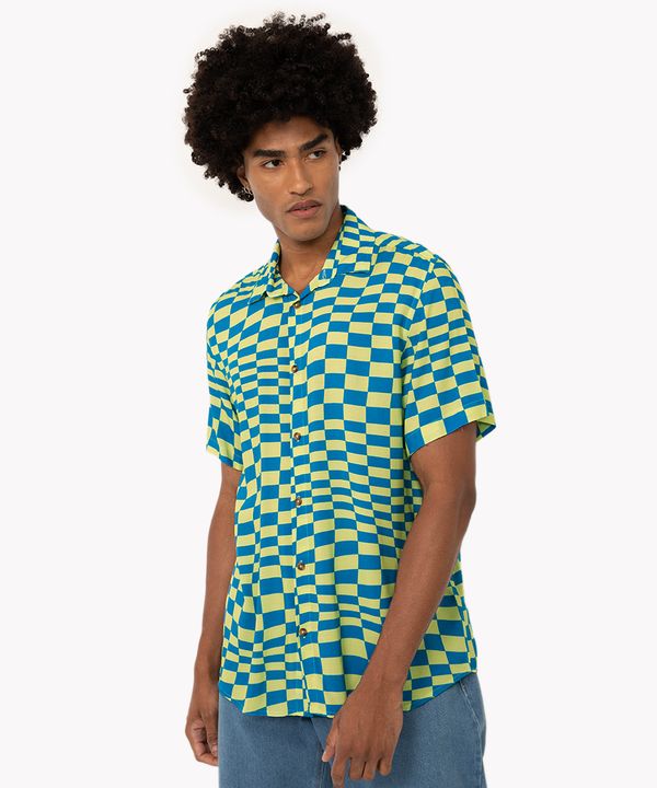 camisa de viscose xadrez quadriculado azul M