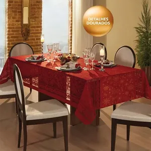 Toalha de Renda Natal Retangular 100% Poliéster Estampado 150x220cm 03531401 - Lepper