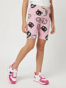 Bermuda Cotton Hello Kitty Infantil Para Menina- ROSA CLARO 10