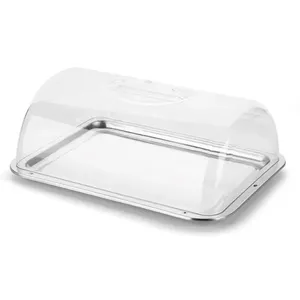 Porta Bolo Pop Inox Com Tampa Plástica Transparente 11x25x34,5cm - Metal Forma