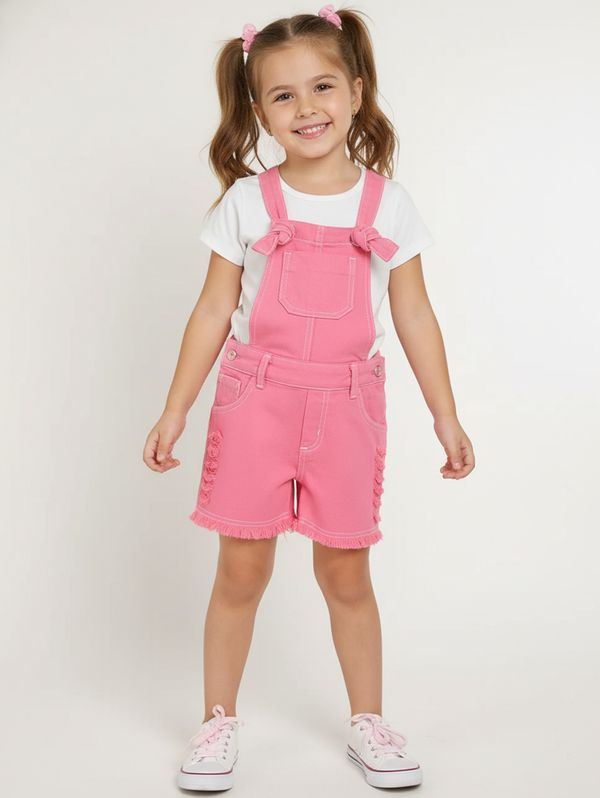 Jardineira Jeans Infantil Para Menina - ROSA 4