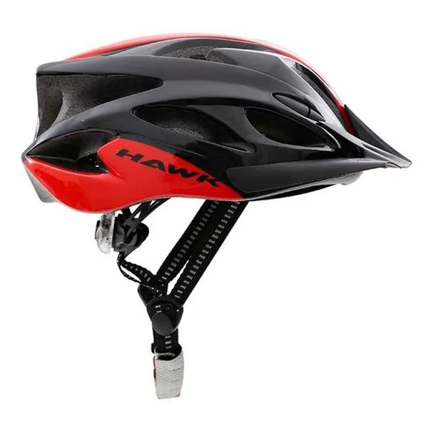 Capacete Para Ciclista Hawk Com Pisca Preto E Vermelho G (MP)