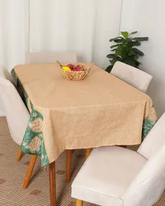 Toalha De Mesa Retangular Teka Estampada Bege UN