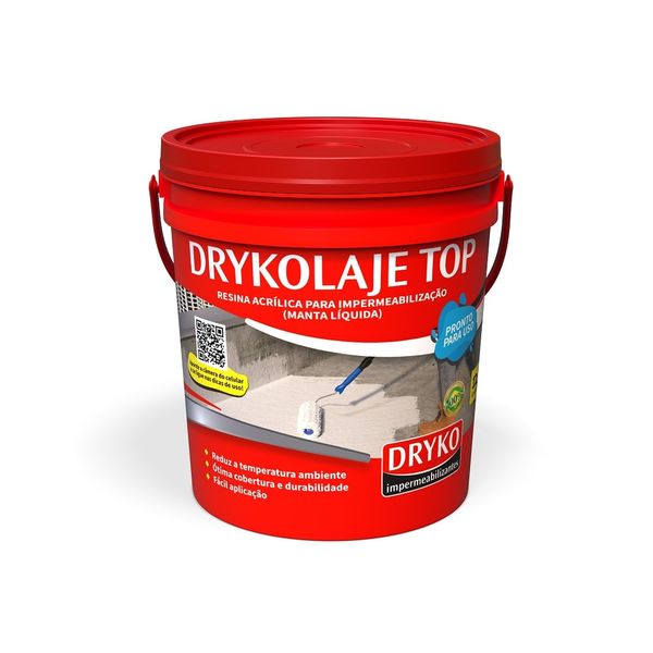 Manta Líquida Acrílica Impermeabilizante Drykolaje Branca Dryko Manta Líquida Acrílica Impermeabilizante Drykolaje Branca 12Kg Dryko