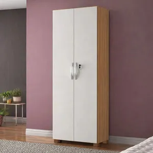 Armário Multiuso Lavanderia 186cm 2 Portas 4 Prateleiras Notavel NT4020 | Freijo/Off White
