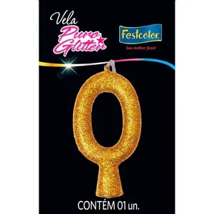 Vela Puro Glitter Nº0 Festcolor Ouro (MP)