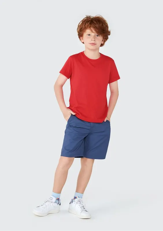 Camiseta Básica Infantil Menino Manga Curta Slim - Vermelho 010
