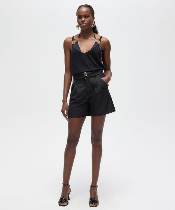 short clochard com pregas com cinto patbo preto 40