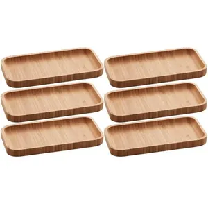 Kit 6 Petisqueiras Bandeja Bambu 20x10cm Lyor Hire Prato Salgados Petiscos