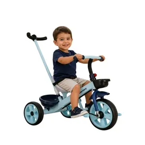 Triciclo Infantil com Empurrador e Pedal com Cinto de Segurança e Assento Anatômico Azul Unitoys Triciclo Infantil com Empurrador e Pedal com Cestos Dianteiro e Traseiro Azul Unitoys