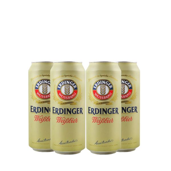 Pack 4 cervejas alemã Erdinger Weissbier Lata 500ml
