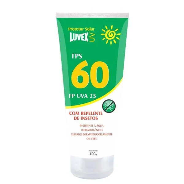 Creme Protetor Solar com Repelente para Insetos Fps-60 120G Agua para Raios Uva/Uvb - Luvex