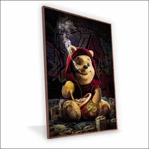 Quadro Ursinho Pooh Canvas Com Vidro Tamanho/moldura 60x40 Baixa Cor Madeira