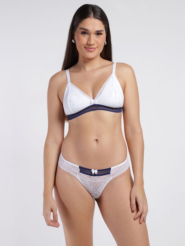 Conjunto Lingerie Sem Bojo Feminino BRANCO/MARINHO GG