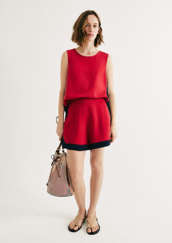 Shorts Feminino Evasê Em Viscolinho - Vermelho 046
