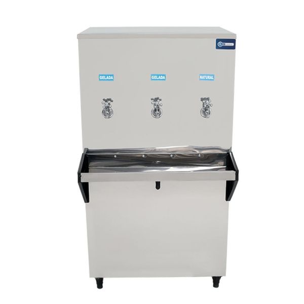 Bebedouro Industrial Coluna Knox 100L 2 Torneiras Geladas 1 Torneira Natural Inox (KX10) Bebedouro Industrial de Coluna KX10-C NG 3T Água Gelada e Natural Inox 110V