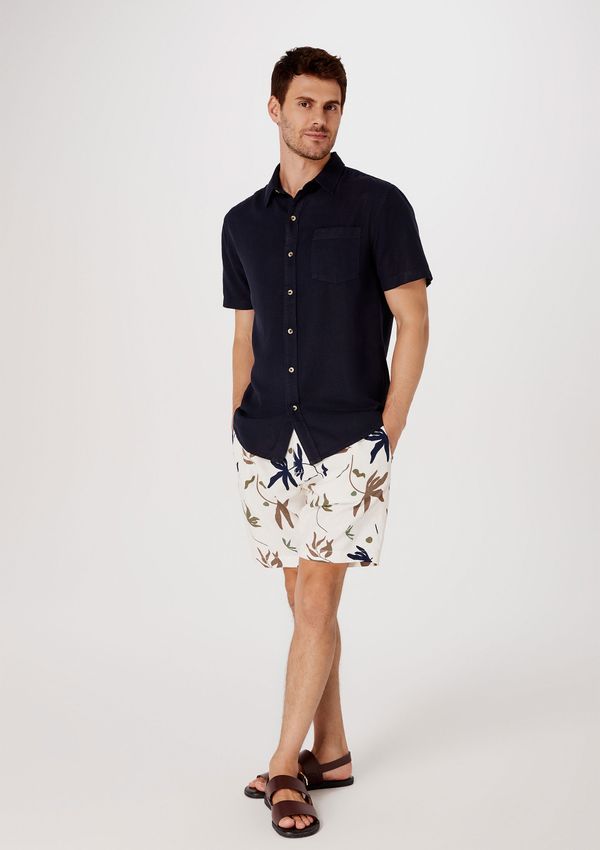 Bermuda Masculina Chino Estampada Em Linho - Off white 042