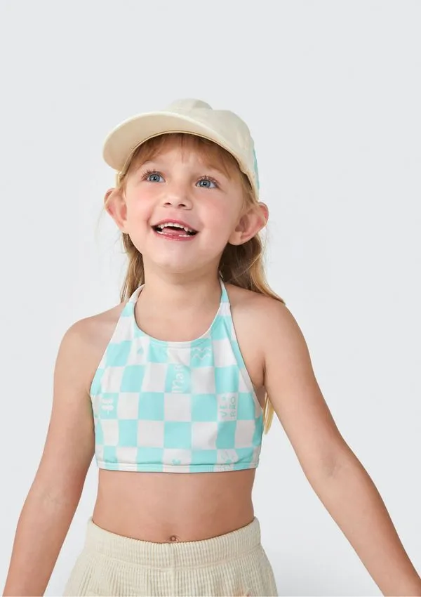 Conjunto Praia Triplex Infantil Menina Com Proteção UV - Azul 014