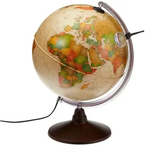 Globo Terrestre Marco Polo Antigo 30Cm C/ Luz E Lupa