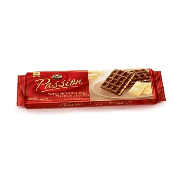 WAFER ARCOR PASSION CHOCOLATE BRANCO 80G