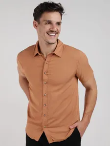 Camisa Manga Curta Masculina MARROM M