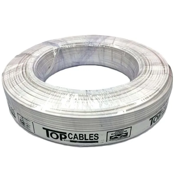 Cabo Elétrico Paralelo Top Cables 2 X 1,5mm, Peça Com 100 Metros, Branco (MP)