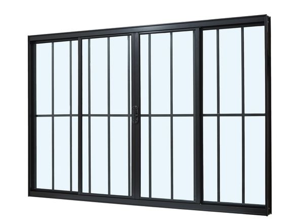 Janela Alumínio Correr Grade Oval 4 Folhas Vidro Liso 150X100X8 Preto Sm Ultra Ramassol