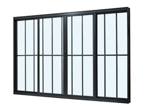 Janela Alumínio Correr Grade Oval 4 Folhas Vidro Liso 150X100X8 Preto Sm Ultra Ramassol