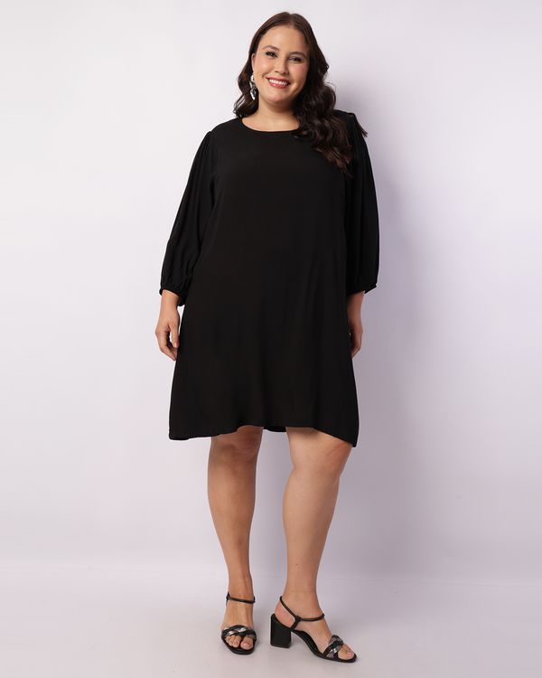Vestido Plus Size Feminino Curto Berry & Co. Viscose Preto G3