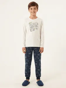 Pijama Longo Estampado Juvenil Para Menino - OFF WHITE 10