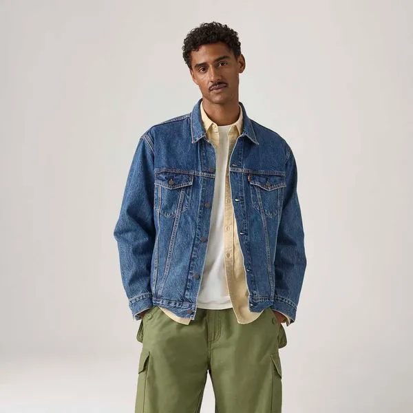 Jaqueta Jeans Levi's® Relaxed Trucker Lavagem Escura - L USA | G BR