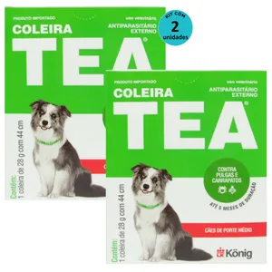 Kit Coleira Contra Pulgas E Carrapatos TEA 327 Cães De Porte Médio König 28g C/ 44cm C/ 2 unidades