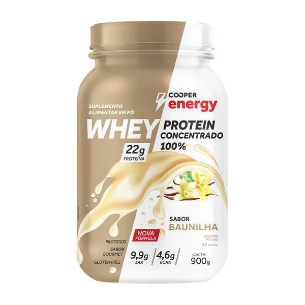Suplemento Alimentar Cooper Energy Whey Protein Concentrado 100% Sabor Baunilha 900g