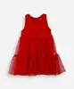 vestido infantil de tule com recortes e brilhos vermelho 2