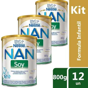 Kit Fórmula Infantil Nestlé Nan Soy 800g 12 unidades