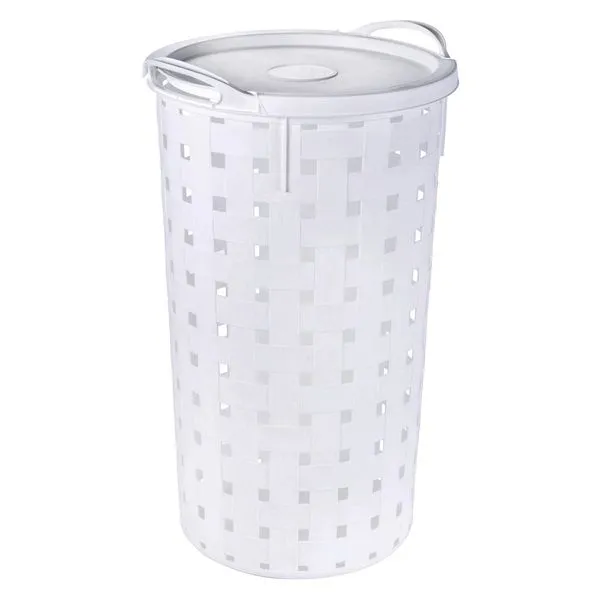 Cesto de Roupa Plasútil de Fita Redondo Alto Branco 37L
