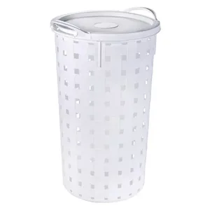 Cesto de Roupa Plasútil de Fita Redondo Alto Branco 37L