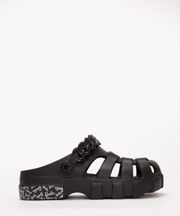 babuche infantil barbie com corrente grendene preto 32-33