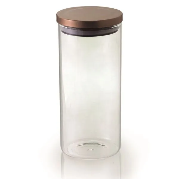 Pote Hermetico de vidro borosilicato tampa bronze cobre 1.3L