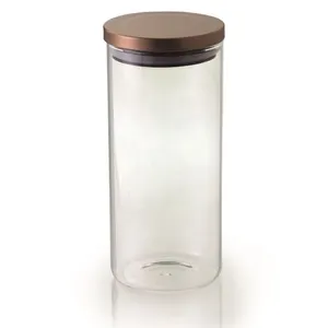 Pote Hermetico de vidro borosilicato tampa bronze cobre 1.3L