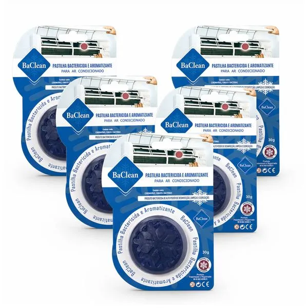 Kit com 5 Pastilhas Bactericida Aromatizante para Ar Condicionado Lavanda