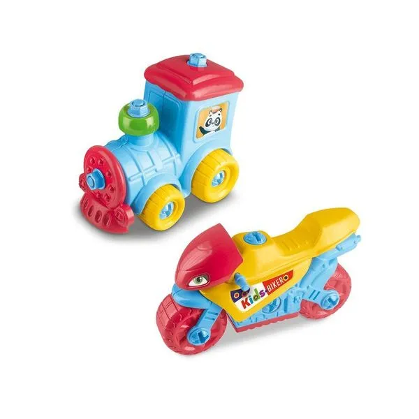 Kit de Brinquedos Infantis Moto e Trem Multicolorido com Adesivo Lua de Cristal Kit de Brinquedos Moto e Trem Multicolorido Infantil Lua de Cristal