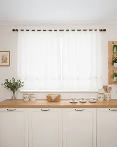 Cortina para Cozinha Bella Janela 220cm x 120cm Estampada Branca UN