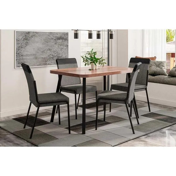 Mesa Sala Jantar Stellar 120cm+ 4 Cadeiras Duo Preto Carraro