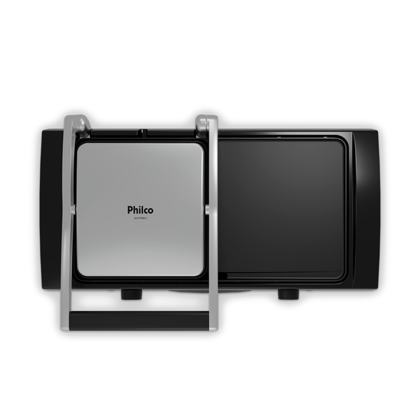 Grill Acabamento Inox Philco 1500W 2 Chapas 7 Temperaturas Base antiderrapante PGR31 Preto 220V