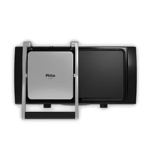 Grill Acabamento Inox Philco 1500W 2 Chapas 7 Temperaturas Base antiderrapante PGR31 Preto 220V