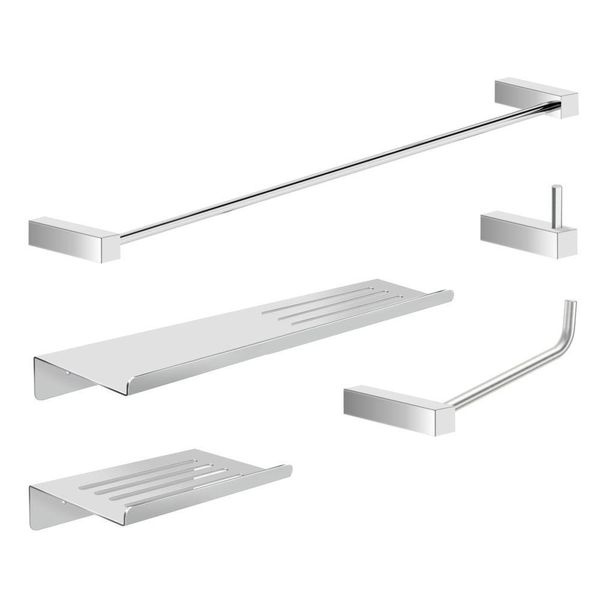 Kit Acessórios Para Banheiro Alto Brilho 5 Peças Grego Metal 2101tr