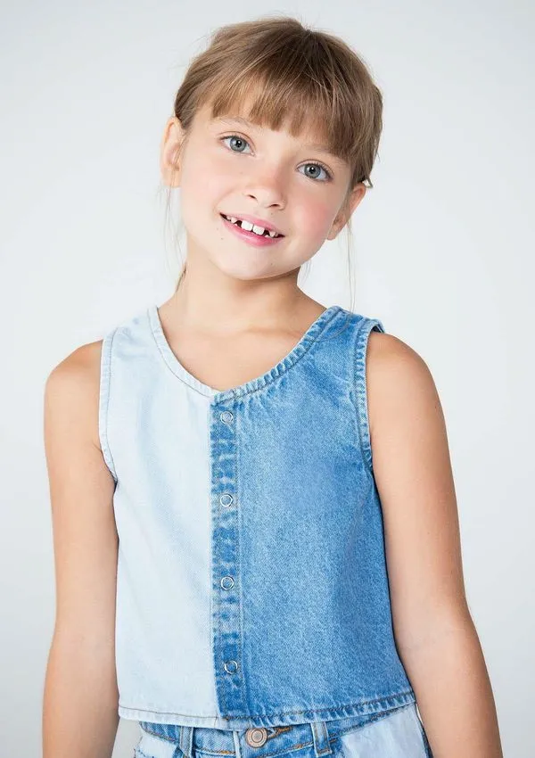 Blusa Regata Jeans Infantil Menina - Azul 014