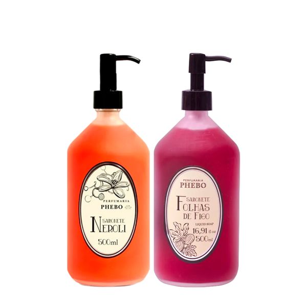 Kit Sabonete Líquido Corporal Phebo Águas Neroli 500ml + Sabonete Líquido Corporal Flor de Figo 500ml Kit